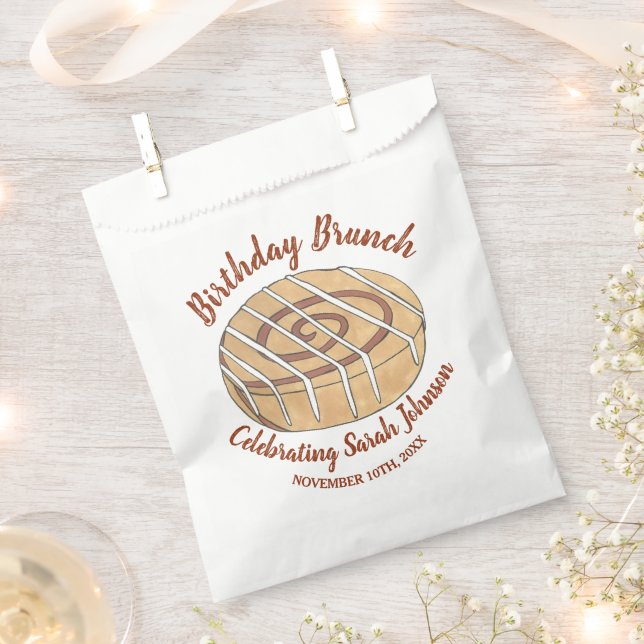 Cinnamon Roll Bun Pastry Birthday Party Brunch Favor Bag (Clipped)