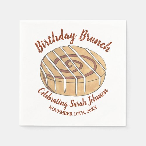 Cinnamon Roll Bun Pastry Birthday Party Brunch Napkins