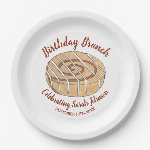 Cinnamon Roll Bun Pastry Birthday Party Brunch Paper Plates