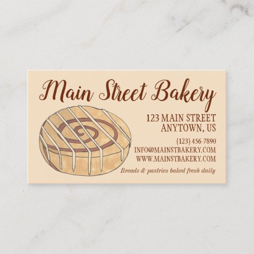 Cinnamon Roll Bun Pastry Chef Bakery Cafe Business Card