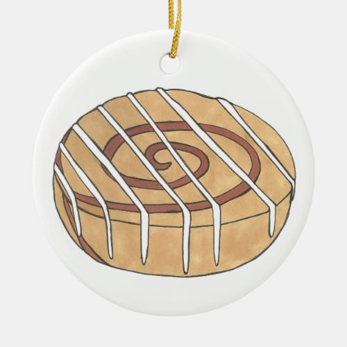 Cinnamon Roll Bun Pastry Chef Bakery Cafe Ceramic Ornament