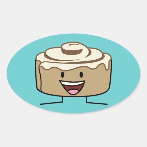 Cinnamon Roll Bun pastry gooey sugar swirl Danish Oval Sticker