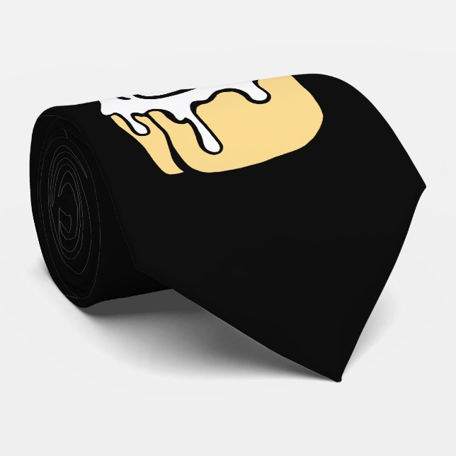 Cinnamon Roll Cartoon Food Black and White Modern Tie (Rolled)