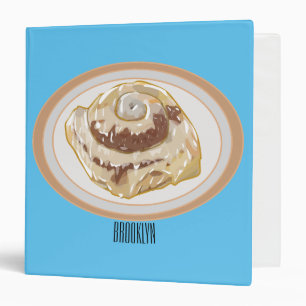 Cinnamon roll cartoon illustration 3 ring binder