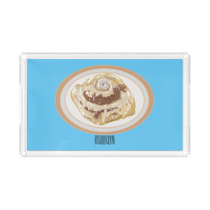Cinnamon roll cartoon illustration acrylic tray