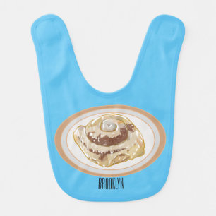 Cinnamon roll cartoon illustration baby bib