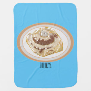 Cinnamon roll cartoon illustration baby blanket