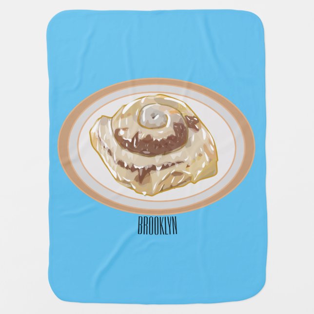 Cinnamon roll cartoon illustration baby blanket (Front)