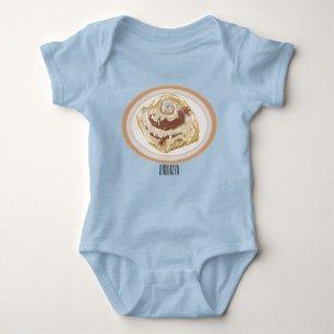 Cinnamon roll cartoon illustration baby bodysuit