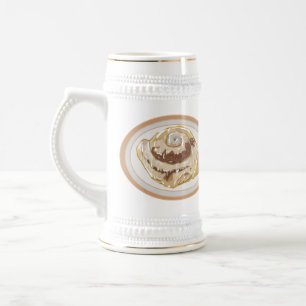 Cinnamon roll cartoon illustration  beer stein