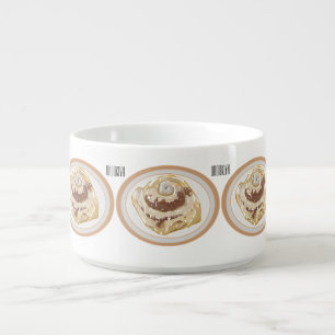 Cinnamon roll cartoon illustration bowl