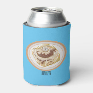 Cinnamon roll cartoon illustration can cooler