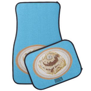 Cinnamon roll cartoon illustration car floor mat