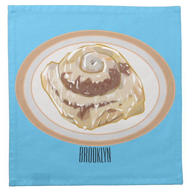 Cinnamon roll cartoon illustration cloth napkin (Front)