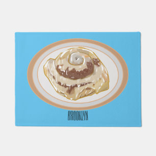 Cinnamon roll cartoon illustration doormat