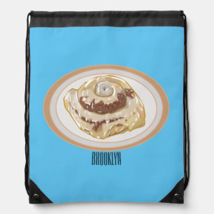 Cinnamon roll cartoon illustration drawstring bag