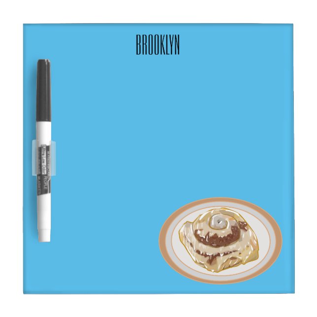 Cinnamon roll cartoon illustration dry erase board (Front)