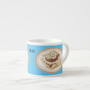 Cinnamon roll cartoon illustration espresso cup