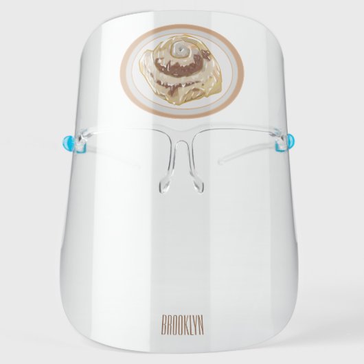 Cinnamon roll cartoon illustration face shield (Front)