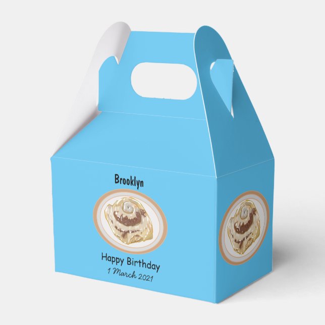 Cinnamon roll cartoon illustration favor boxes (Front Side)
