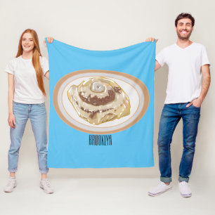 Cinnamon roll cartoon illustration fleece blanket