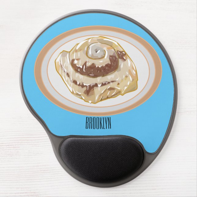 Cinnamon roll cartoon illustration gel mouse pad (Front)