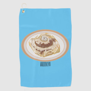 Cinnamon roll cartoon illustration golf towel