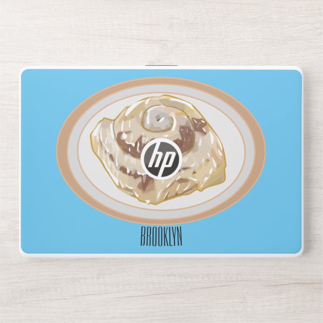Cinnamon roll cartoon illustration  HP laptop skin (Front)