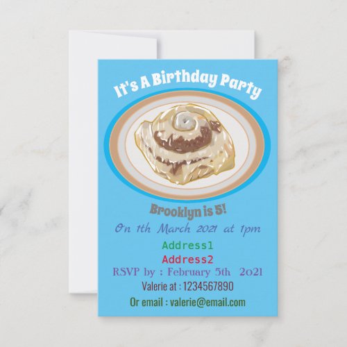 Cinnamon roll cartoon illustration  invitation