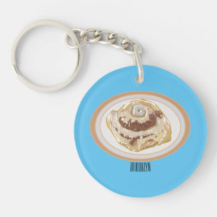 Cinnamon roll cartoon illustration keychain