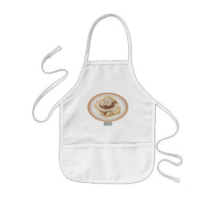 Cinnamon roll cartoon illustration kids' apron