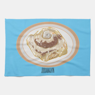 Cinnamon roll cartoon illustration kitchen towel