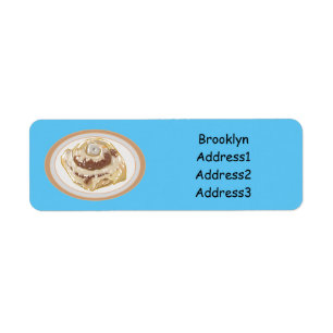 Cinnamon roll cartoon illustration label