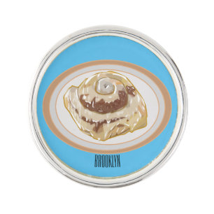 Cinnamon roll cartoon illustration lapel pin
