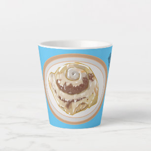 Cinnamon roll cartoon illustration latte mug