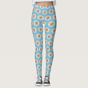 Cinnamon roll cartoon illustration leggings