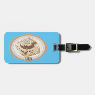Cinnamon roll cartoon illustration luggage tag