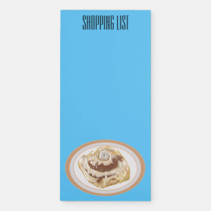 Cinnamon roll cartoon illustration magnetic notepad