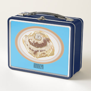 Cinnamon roll cartoon illustration  metal lunch box