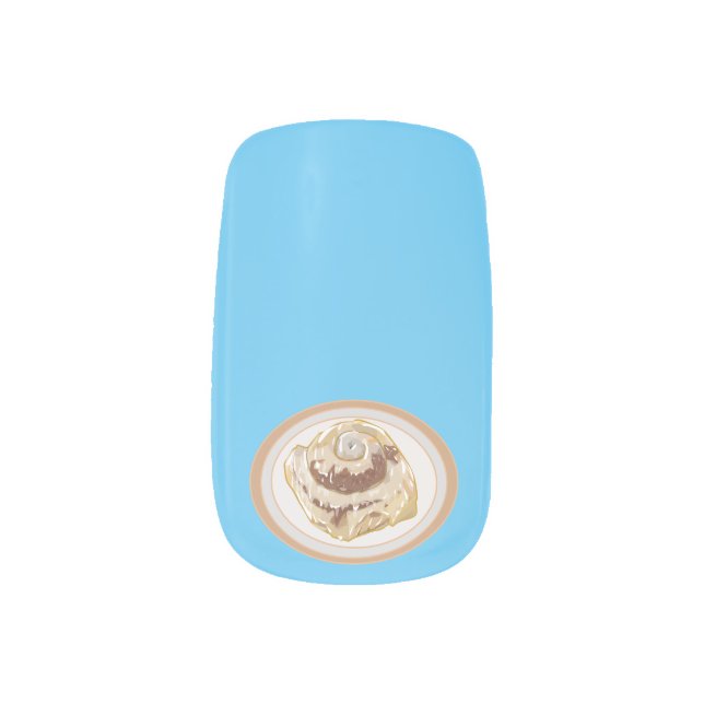 Cinnamon roll cartoon illustration  minx nail art (Left Thumb)