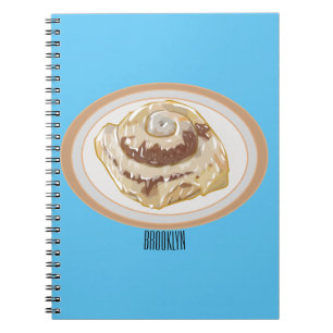 Cinnamon roll cartoon illustration notebook