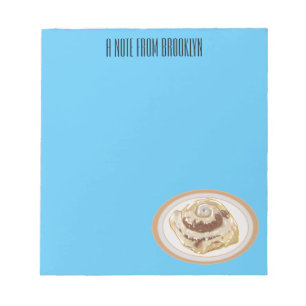Cinnamon roll cartoon illustration notepad