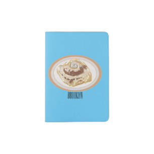 Cinnamon roll cartoon illustration passport holder