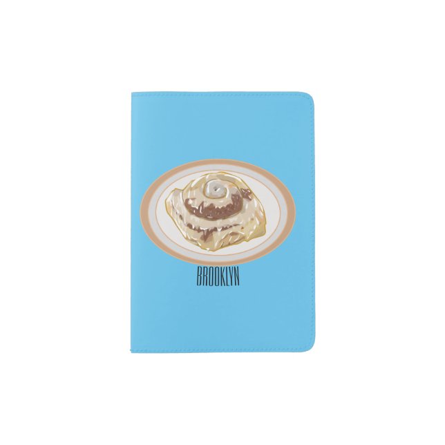 Cinnamon roll cartoon illustration passport holder (Front)