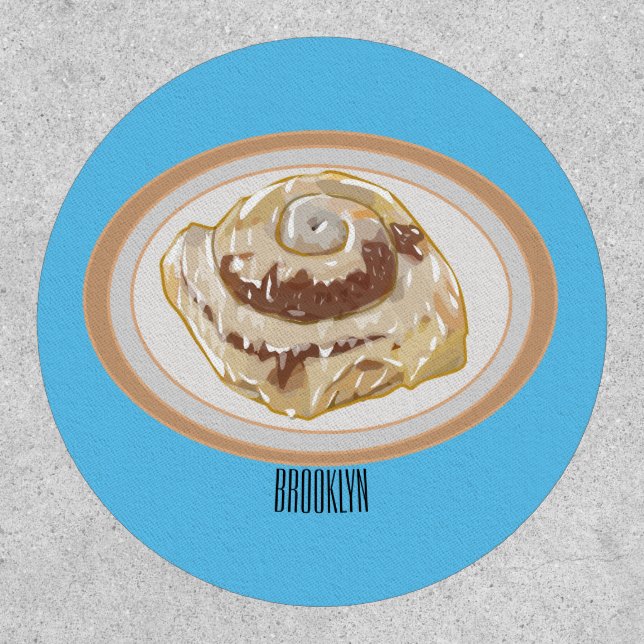 Cinnamon roll cartoon illustration patch (Front)