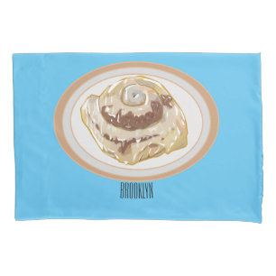 Cinnamon roll cartoon illustration pillow case