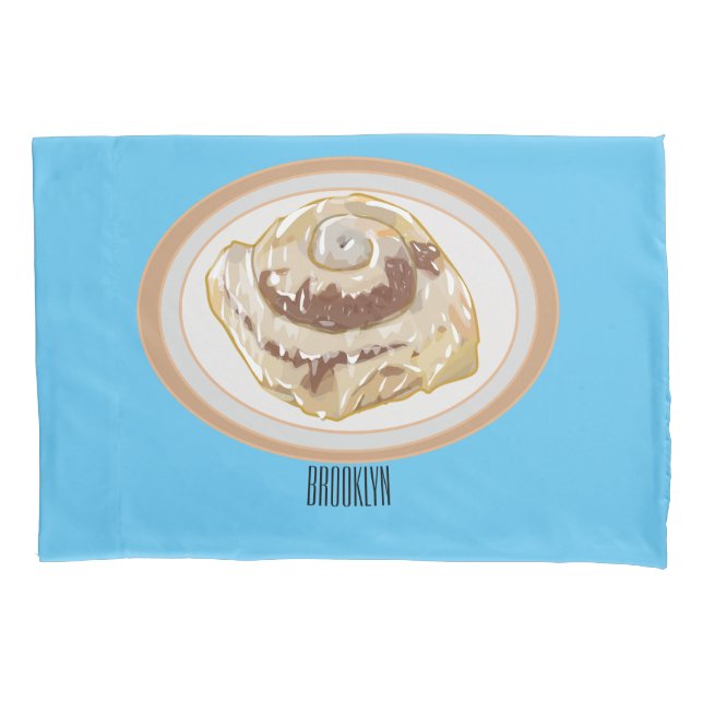 Cinnamon roll cartoon illustration pillow case (Front)