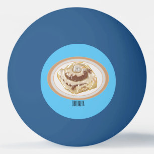 Cinnamon roll cartoon illustration ping pong ball