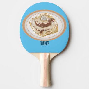 Cinnamon roll cartoon illustration ping pong paddle