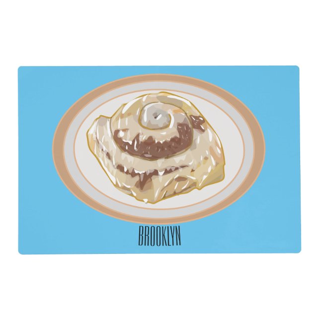 Cinnamon roll cartoon illustration placemat (Front)